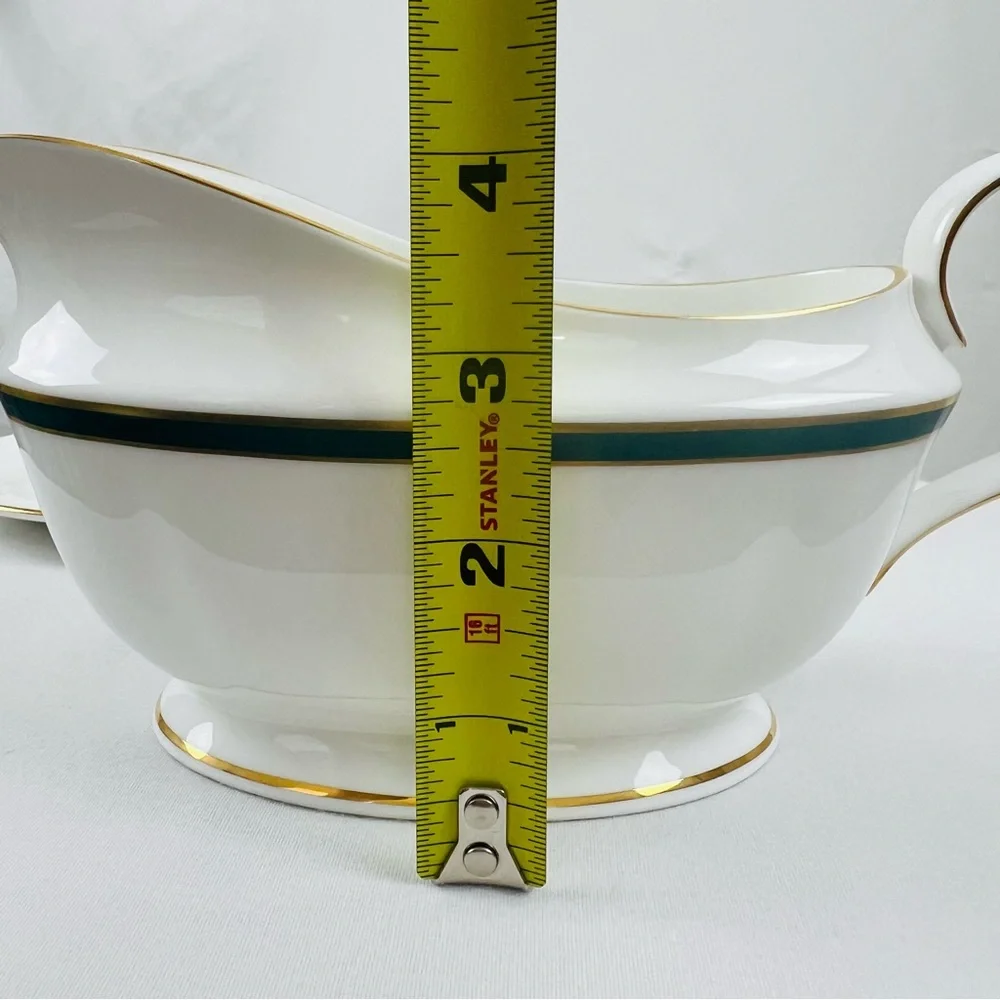 NWT!! Lenox Vintage Margaret Print Gravy Boat and Underplate Green White - Picture 5 of 10